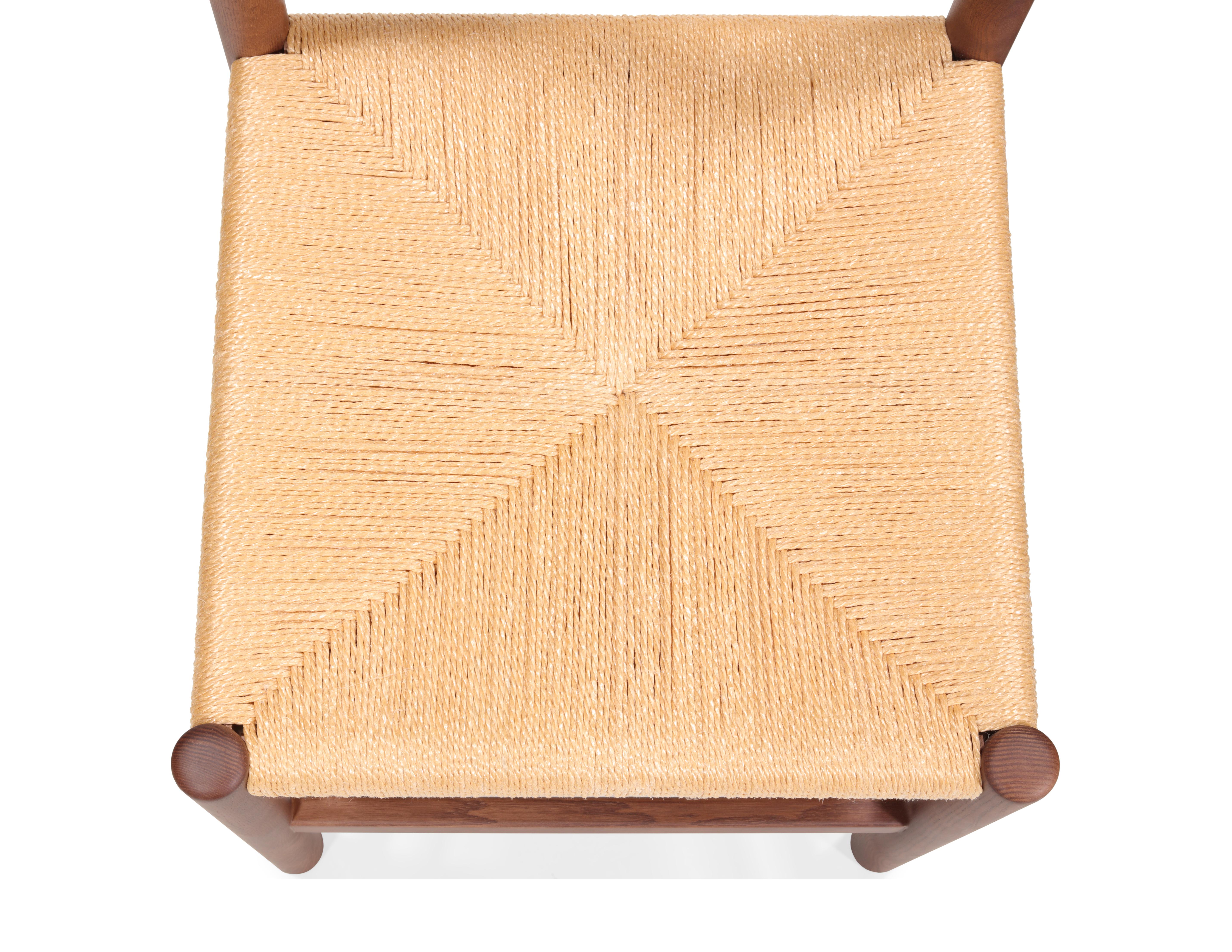 Frassino SS4 - Sedia da pranzo in legno contemporanea con seduta in corda naturale in vendita