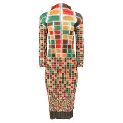 SS94 Archivi Issey Miyake Pleats Please Vestito midi con stampa a mosaico scultoreo