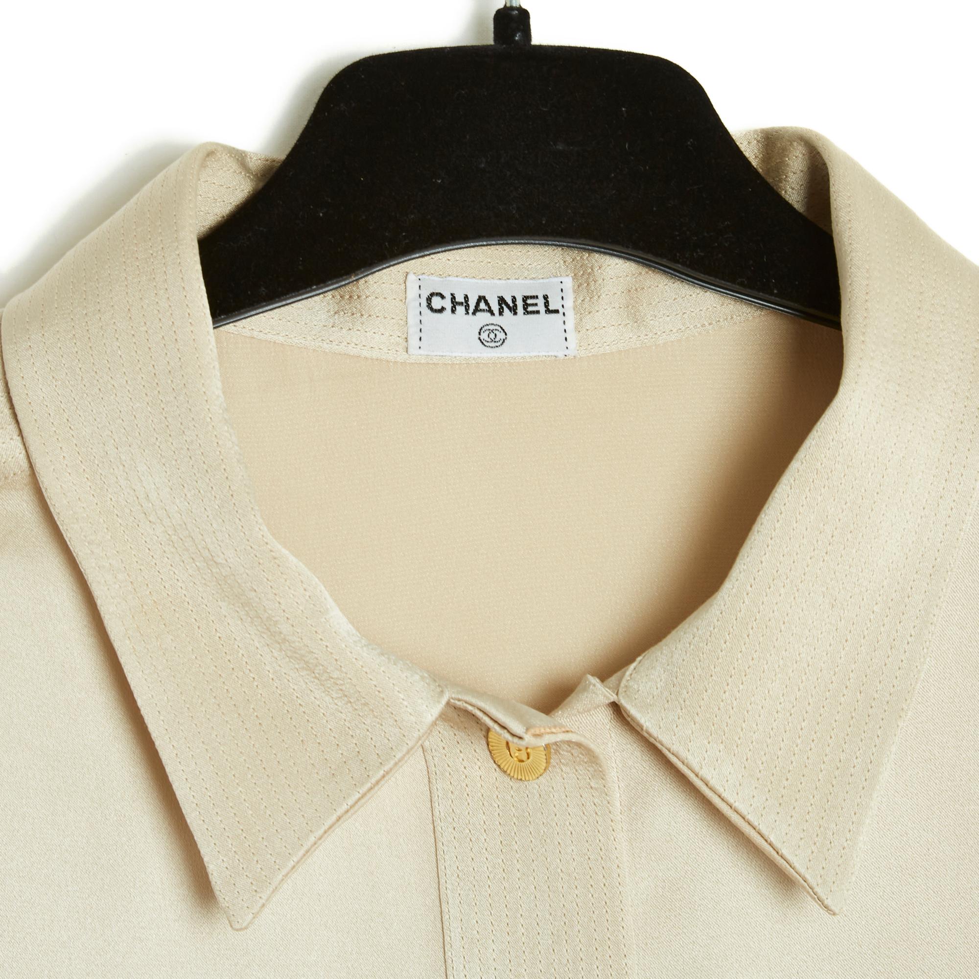 SS95 Chanel Top Blouse Champagne silk FR38 2
