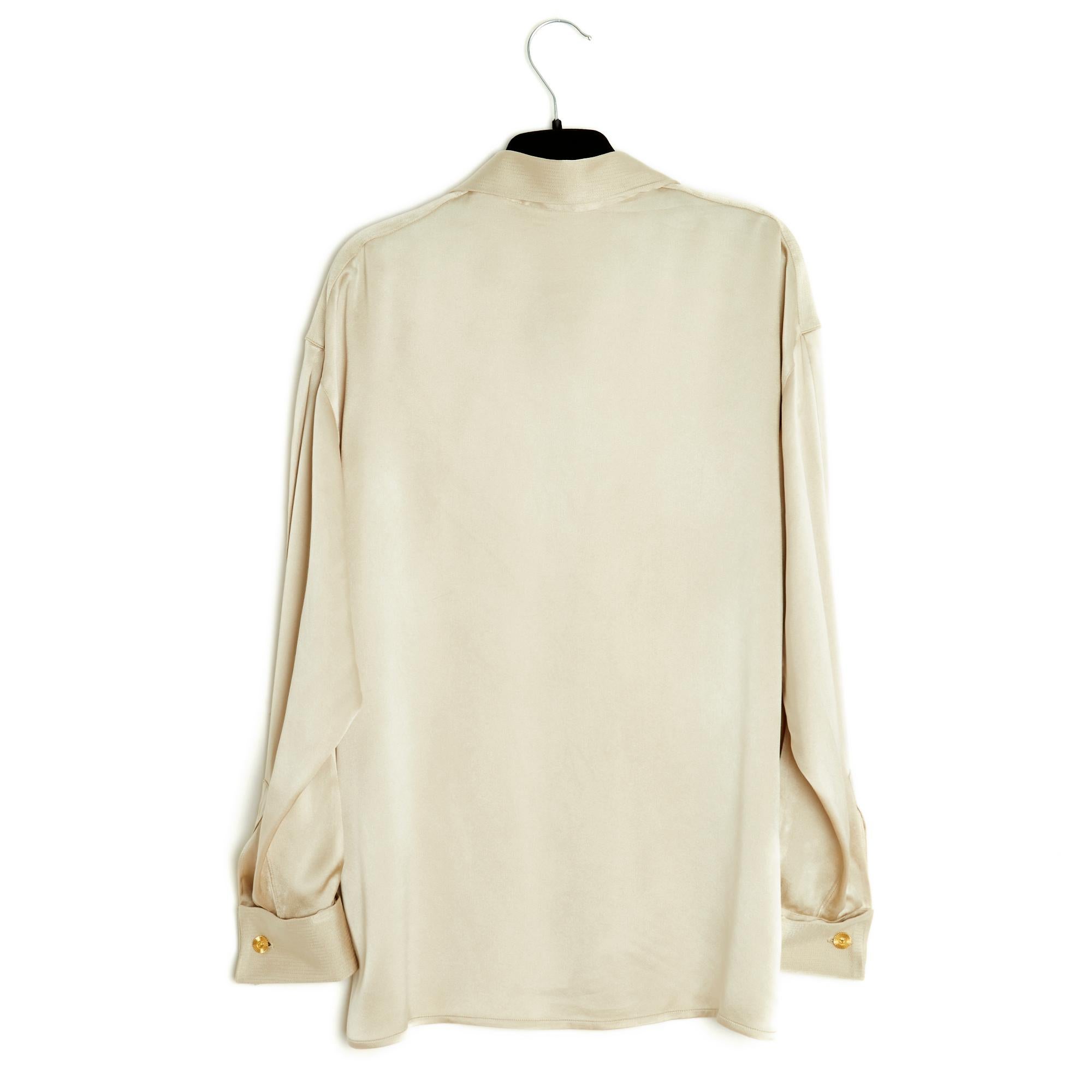 SS95 Chanel Top Blouse Champagne silk FR38 3