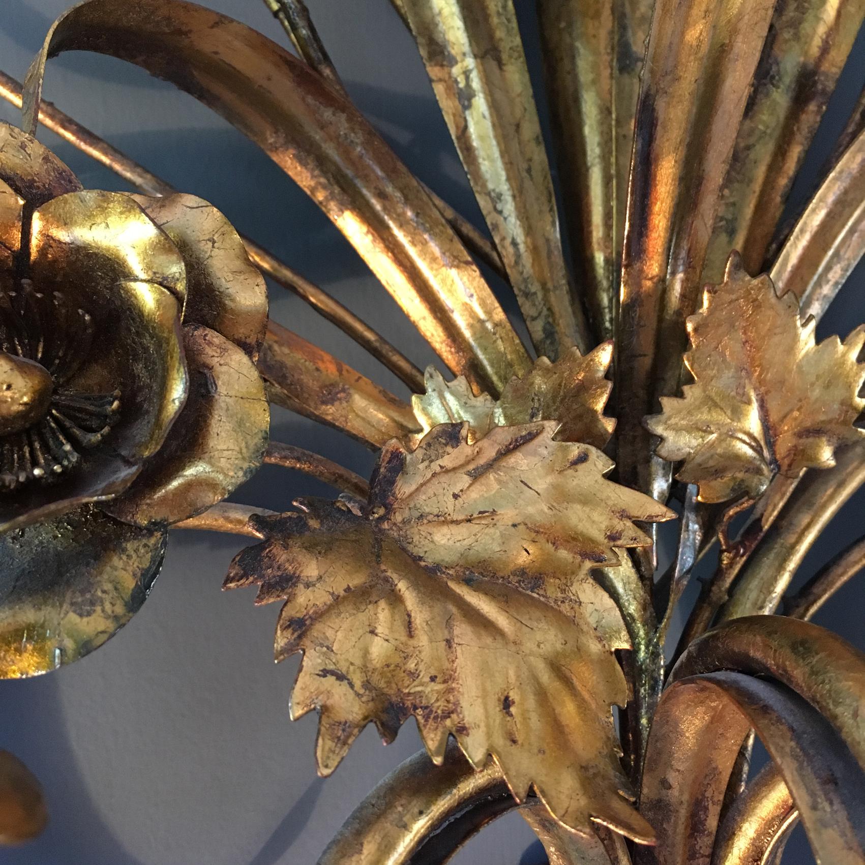 S.Salvadori Large Gilt Wall Sconce, circa 1950 1