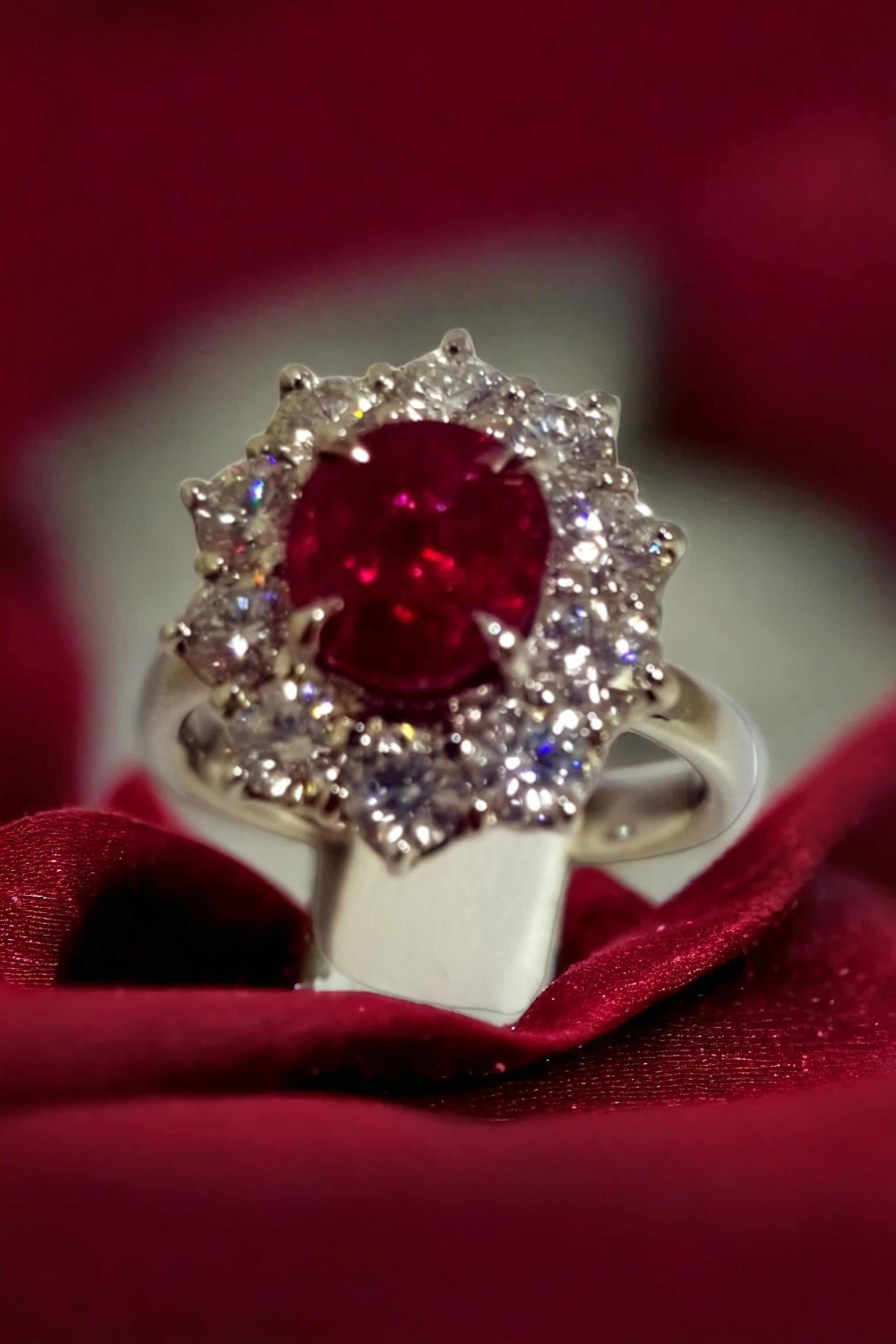 SSEF CERT PIGEON RED 2.50Ct Unheated Clean Burma Mogok Ruby Diamond Ring   For Sale 10