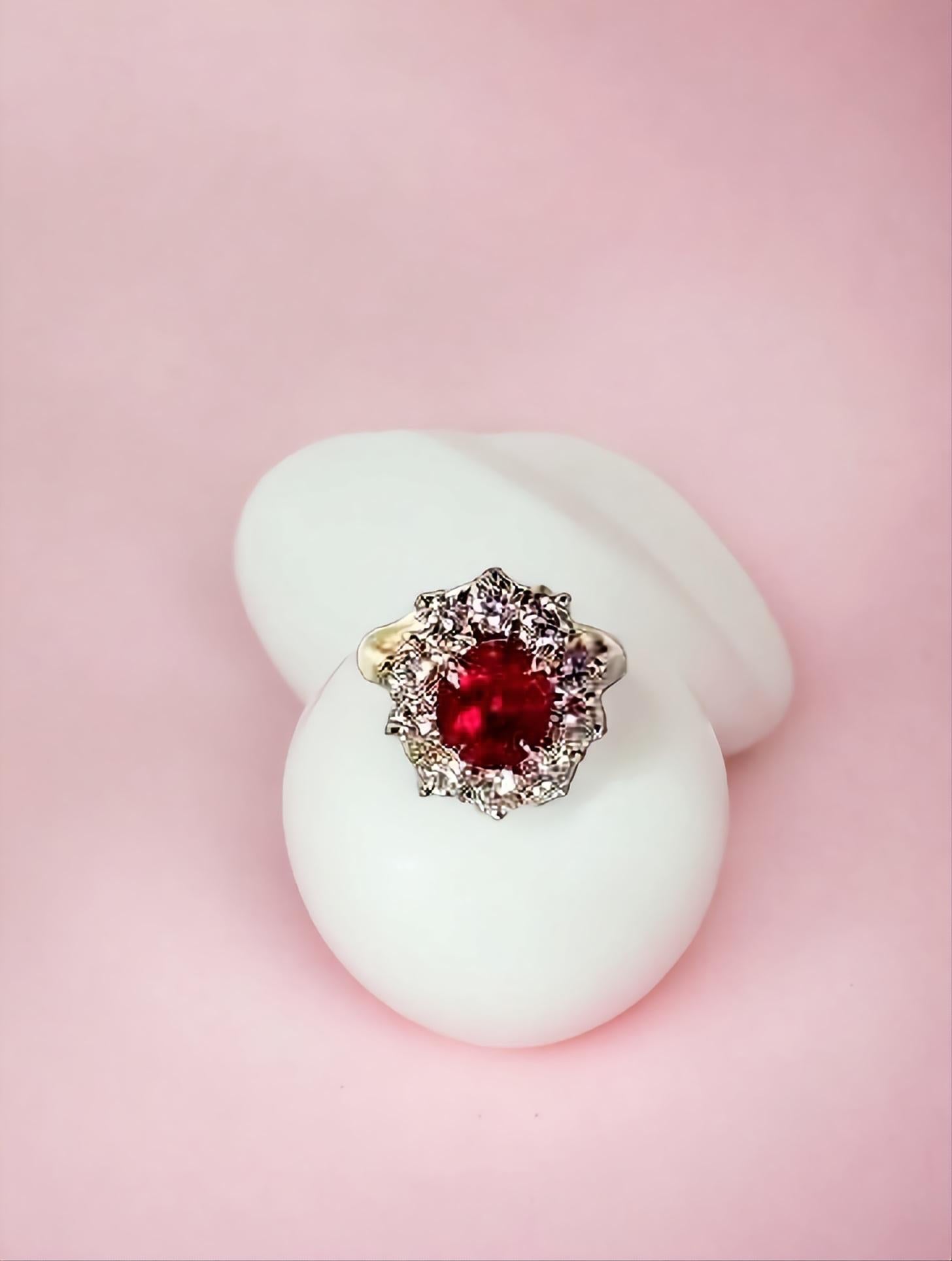 SSEF CERT PIGEON RED 2.50Ct Unheated Clean Burma Mogok Ruby Diamond Ring   For Sale 13