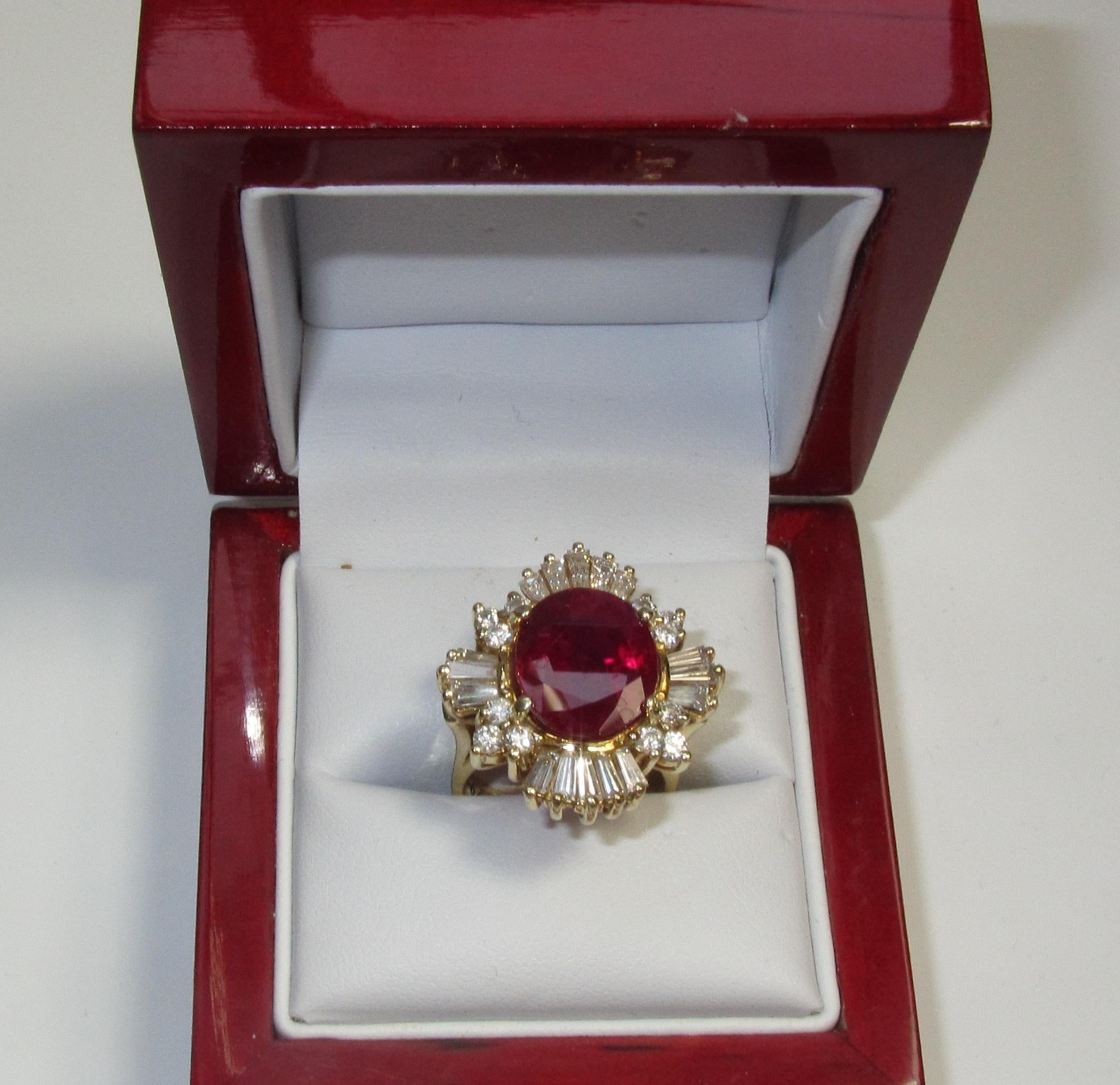 New SSEF Cert 5.641 CT Unheated Burma Mogok Clean Pigeon Red Ruby Diamond Ring  For Sale 4