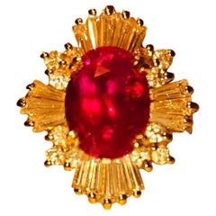 New SSEF Cert 5.641 CT Unheated Burma Mogok Clean Pigeon Red Ruby Diamond Ring