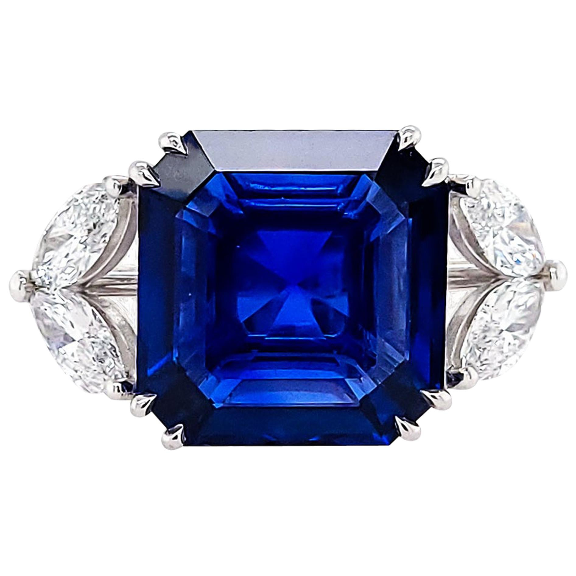 Spectra Fine Jewelry SSEF Certified 10 Carat Burma Sapphire Diamond Ring For Sale