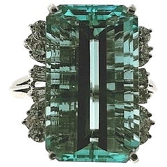 SSEF Certified 11.53 Carat Aquamarine Light Blue Cocktail Ring