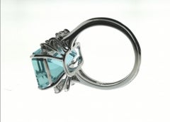 SSEF Certified 11.53 Carat Aquamarine Light Blue Cocktail Ring