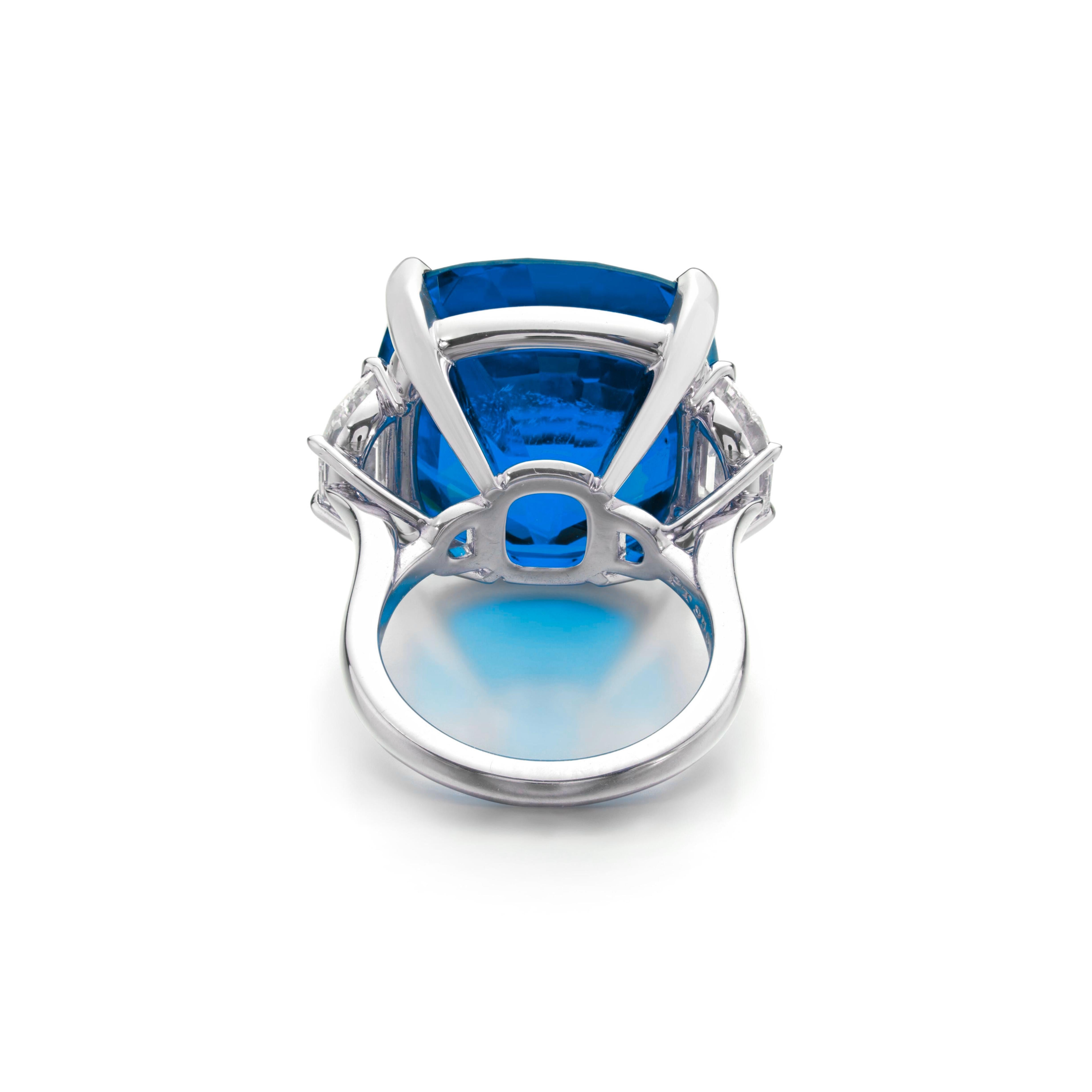 Contemporary SSEF Certified 11.68 Ct. Ceylon Blue Unheated Sapphire Ring For Sale