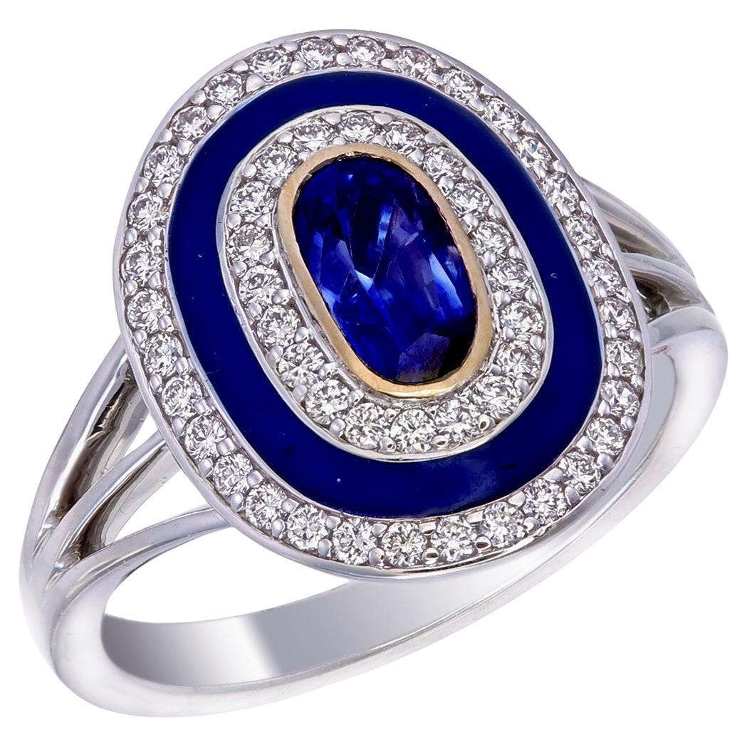 SSEF Certified 1.25 Carat Kashmir Blue Sapphire No Heat Diamond Ring in 18K Gold