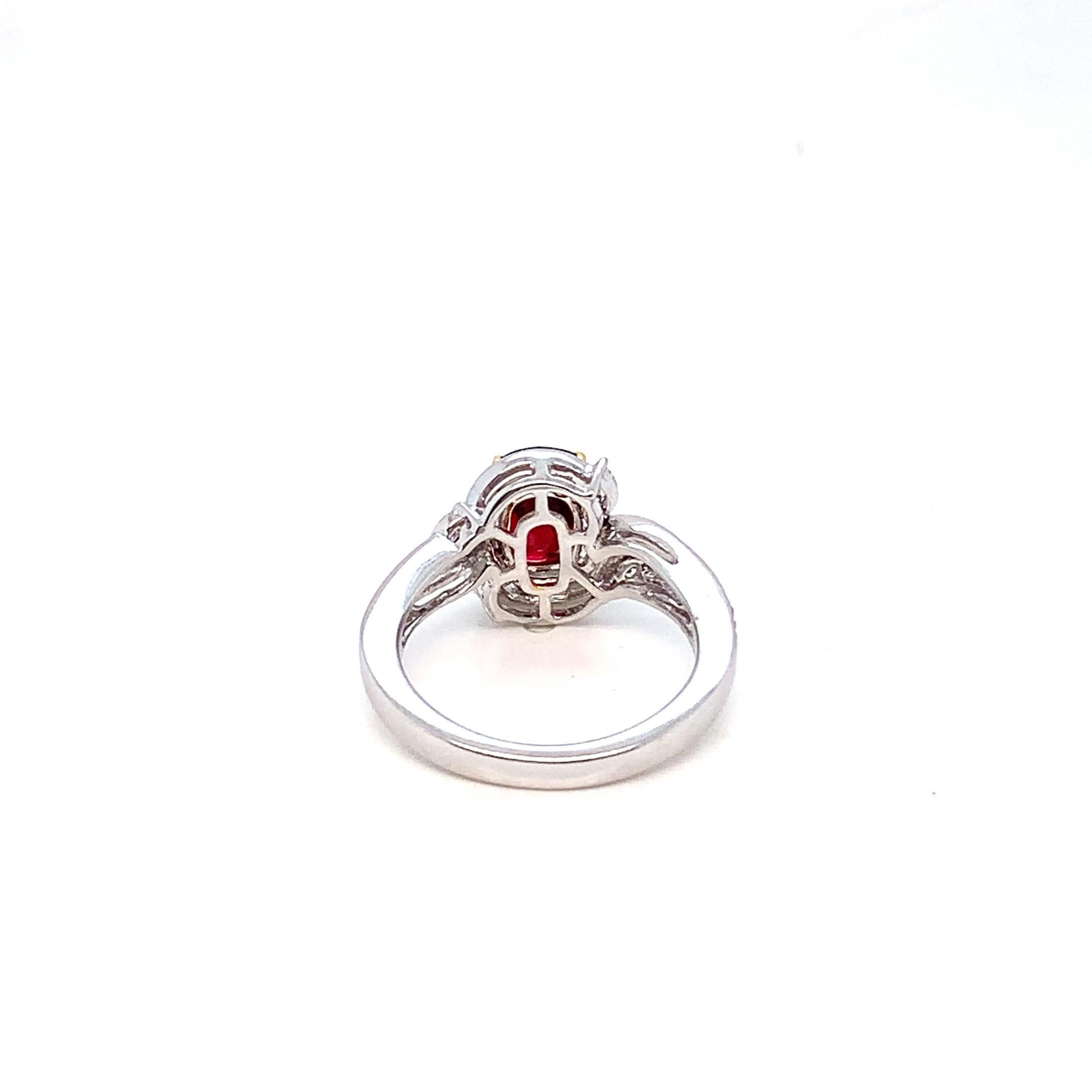 Presenting an exquisite creation from Rewa Jewelry, this ruby and diamond engagement ring is a timeless tribute to classic elegance, designed to symbolize the enduring beauty of love.

Inspired by classic styles, the ring features a resplendent