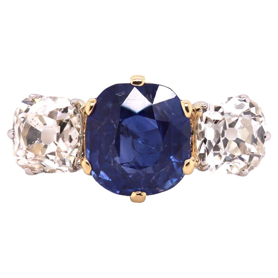 SSEF Certified 2.2 Carat 1920s Kashmir Sapphire and Diamond Ring