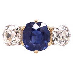 SSEF Certified 2.2 Carat 1920s Kashmir Sapphire and Diamond Ring