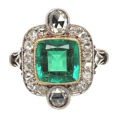 Bague Art déco avec émeraude colombienne et diamants certifiés SSEF de 2,22 carats