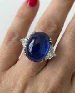 SSEF Certified 23 Carat Ceylon No-Heat Sapphire Diamond Ring