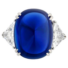 SSEF Certified 23 Carat Ceylon No-Heat Sapphire Diamond Ring