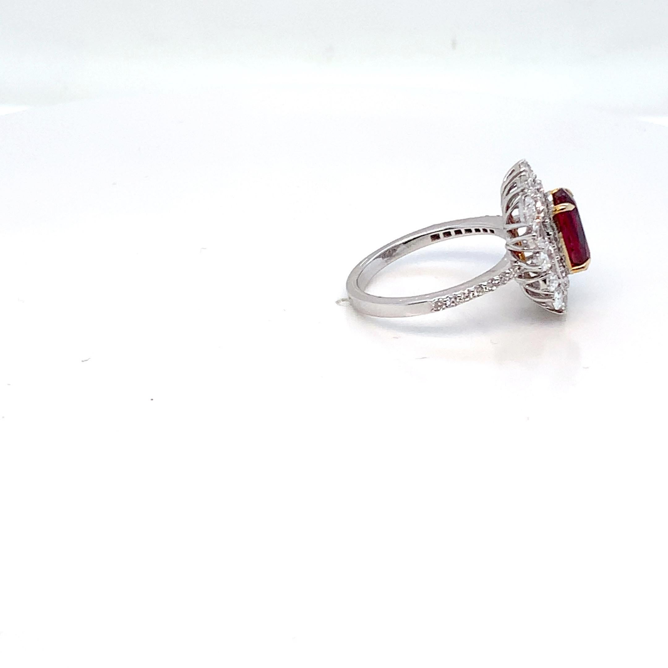 Oval Cut SSEF Certified 2.78 carat Thai Heated Ruby  For Sale