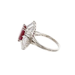 SSEF Certified 3.54 Carat Oval Shape Ruby and Diamond Ring