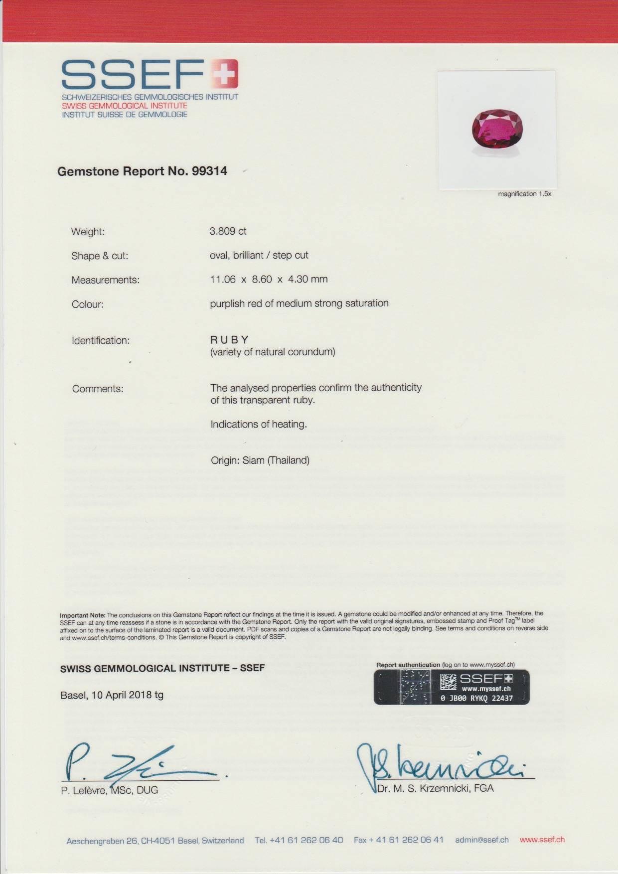 Ssef Certified 3.80 Carat Ruby Diamond Gold Ring 6