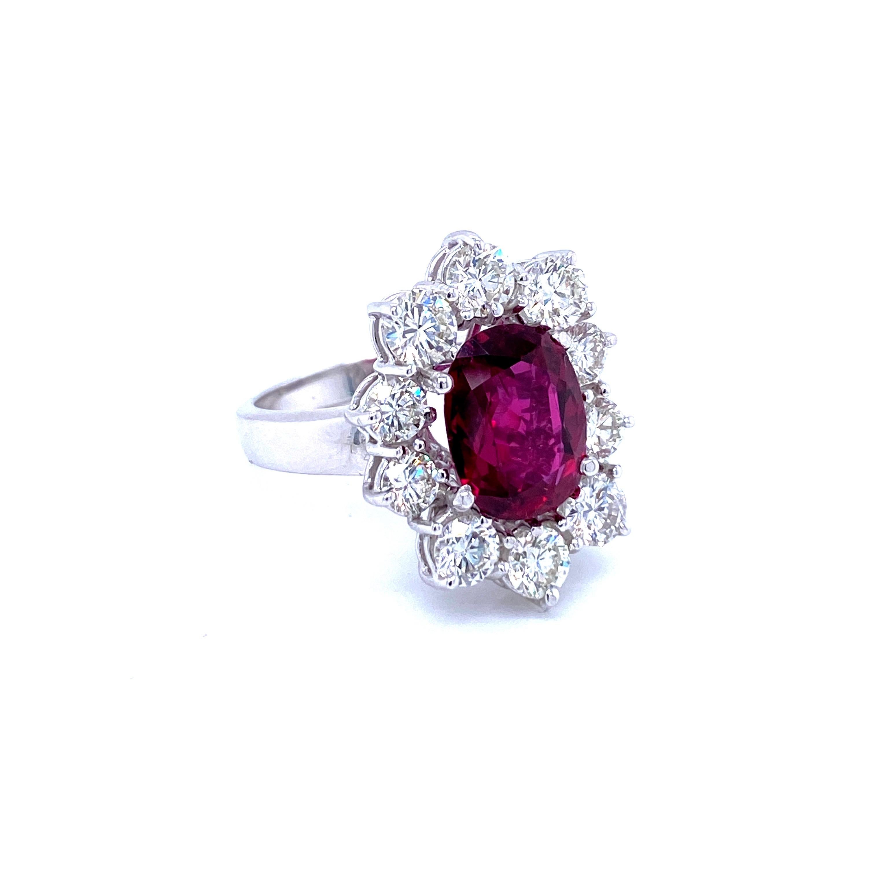 Women's SSEF Certified 3.80 Carat Ruby Diamond Gold Ring