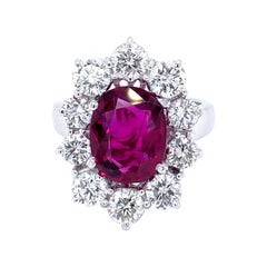 SSEF Certified 3.80 Carat Ruby Diamond Gold Ring