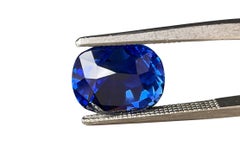SSEF Certified 4.17 Carat Cushion Vivid Blue No Heat Kashmir Sapphire Ring