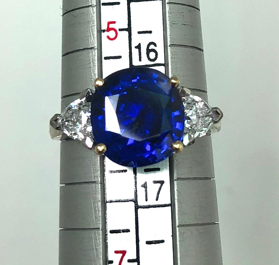 SSEF Certified 4.82 Carat Burma Sapphire and Diamond Ring 4