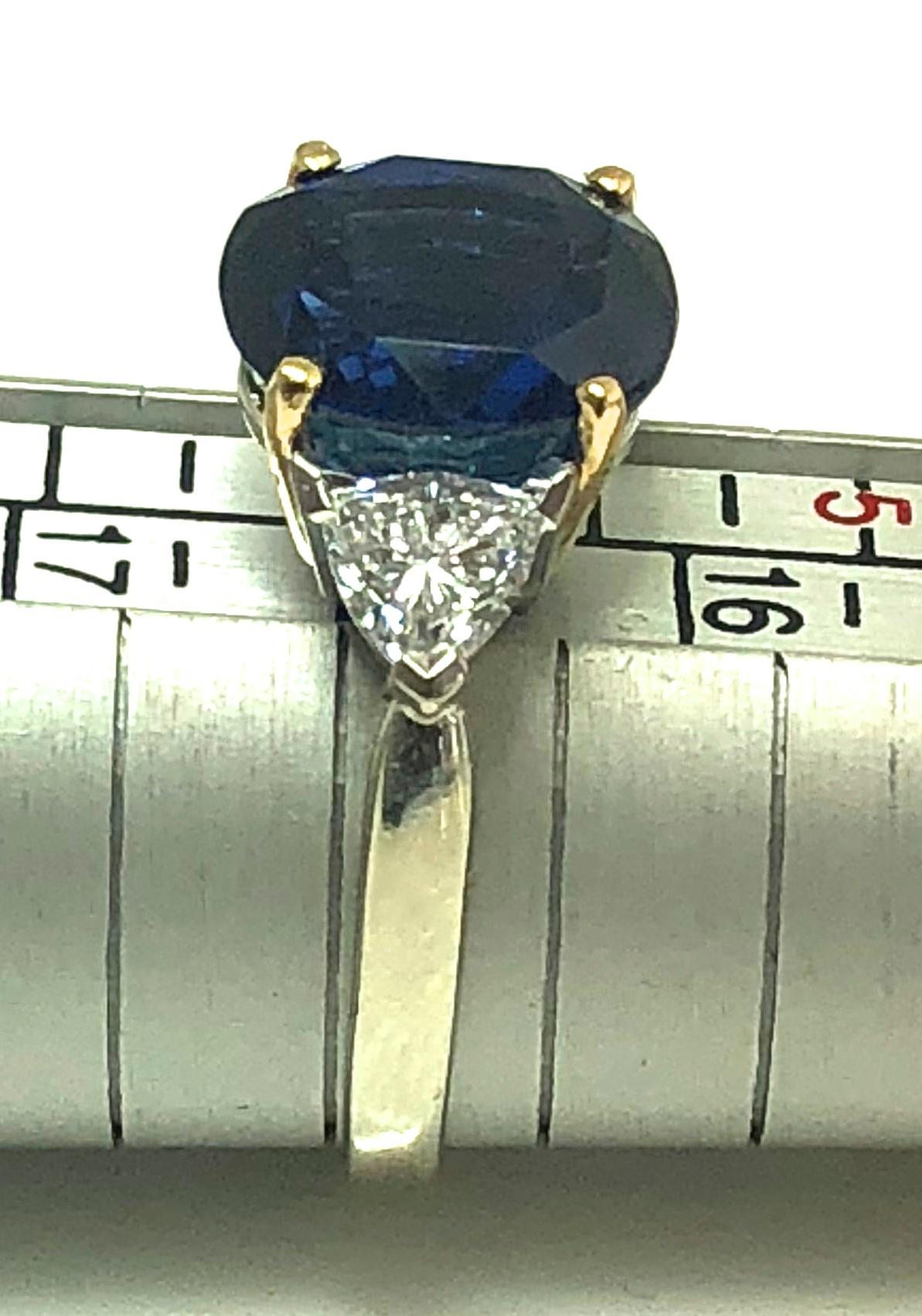 SSEF Certified 4.82 Carat Burma Sapphire and Diamond Ring In Excellent Condition In London, GB