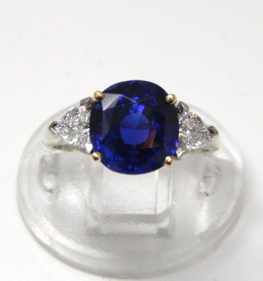 Men's SSEF Certified 4.82 Carat Burma Sapphire and Diamond Ring