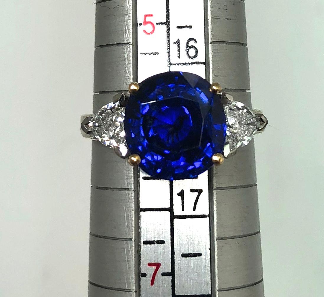 SSEF Certified 4.82 Carat Burma Sapphire and Diamond Ring 3