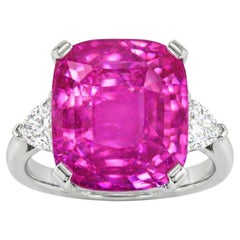 SSEF Certified 6.23 Carat Unheated Pink Sapphire Diamond Ring
