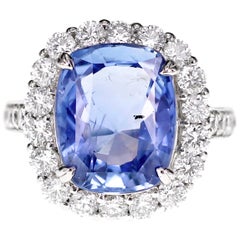 SSEF Certified 7.33 Carat Sapphire No Heat Ring