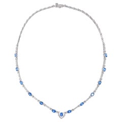 SSEF Certified 7.84 Carat Kashmir Blue Sapphire and Diamond Necklace