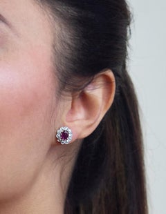 SSEF Certified Natural Burma, Myanmar Ruby, Pigeon Blood & Diamonds Earrings