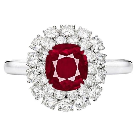 SSEF, GIA, and GRS Certified 2.57 Carat Burmese Ruby Cocktail Ring