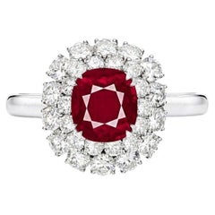SSEF, GIA, and GRS Certified 2.57 Carat Burmese Ruby Cocktail Ring