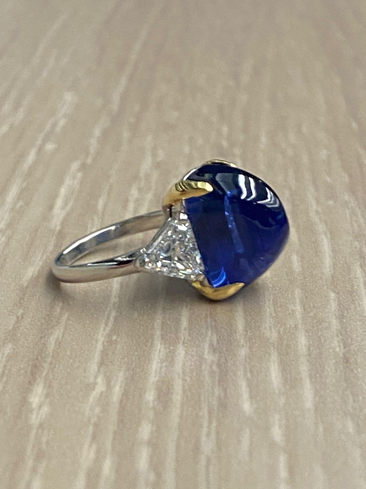 Sugarloaf Cabochon SSEF GRS Certified Bulgari 17 Carat Sugarloaf Ceylon Sapphire Ring