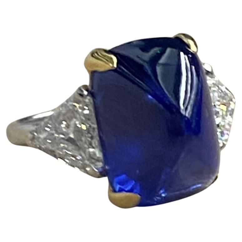 SSEF GRS Certified Bulgari 17 Carat Sugarloaf Ceylon Sapphire Ring