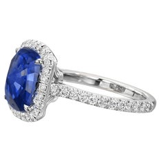 SSEF Switzerland Unheated Untreated 7 Carat Ceylon Blue Sapphire Ring