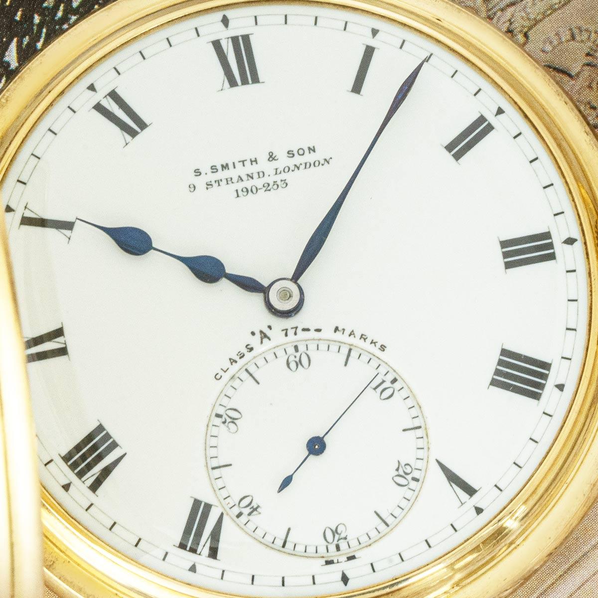 S.Smith & Son Rare Gold Karrusel Half Hunter Pocket Watch C1898 In Good Condition For Sale In London, GB