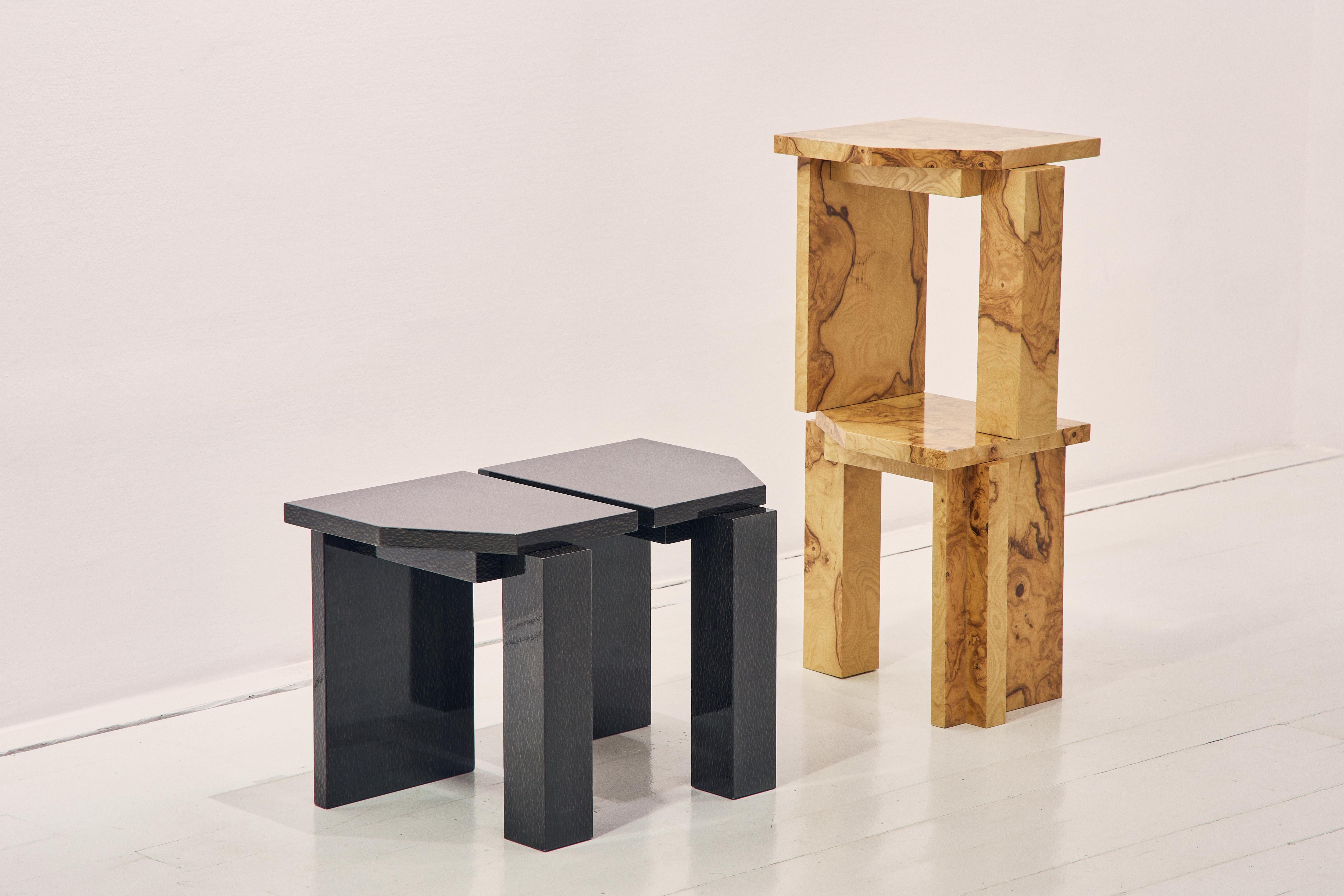 Modern SSS01W Contemporary Stool in Ash Root Wood Veneer For Sale