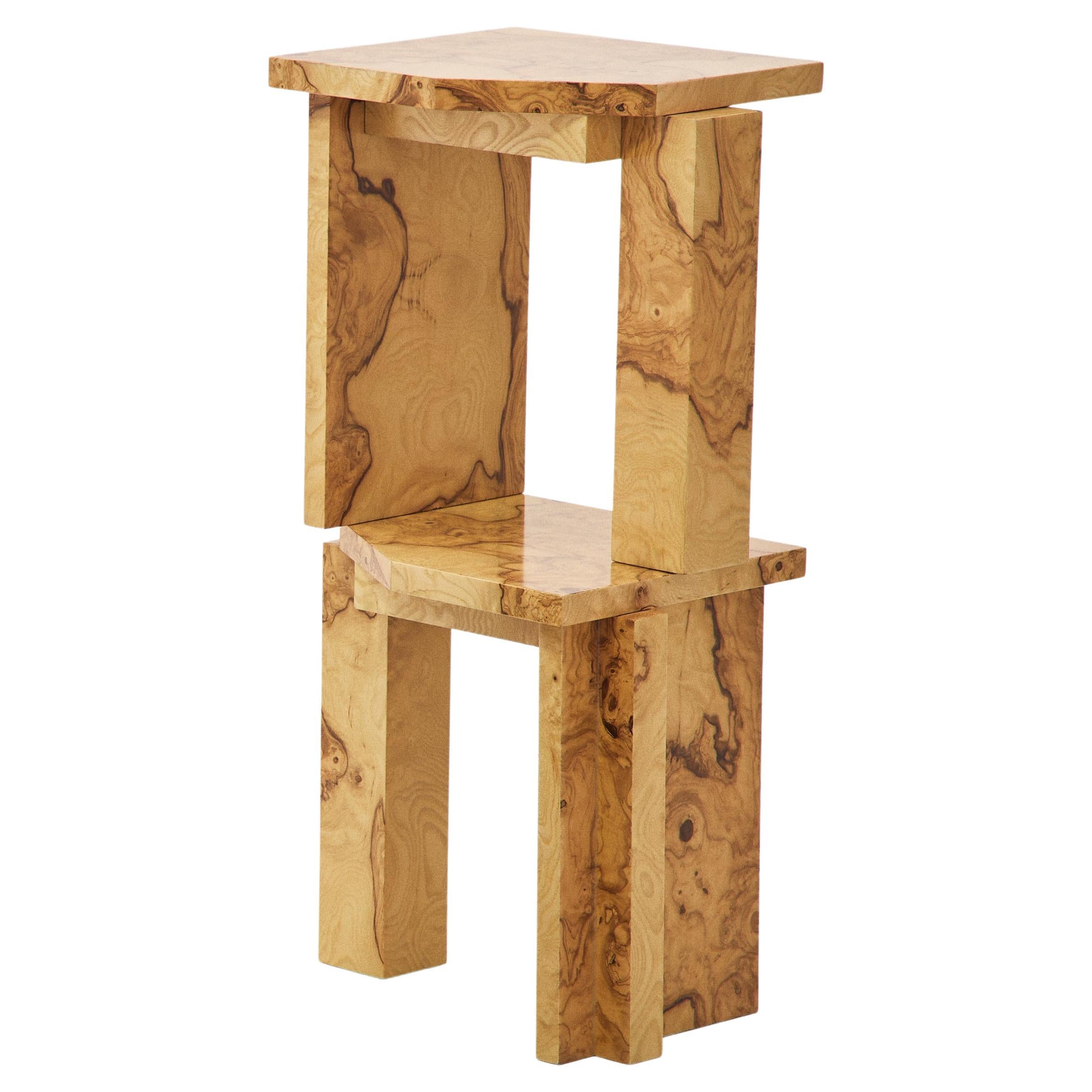 SSS01W Contemporary Stool in Ash Root Wood Veneer For Sale