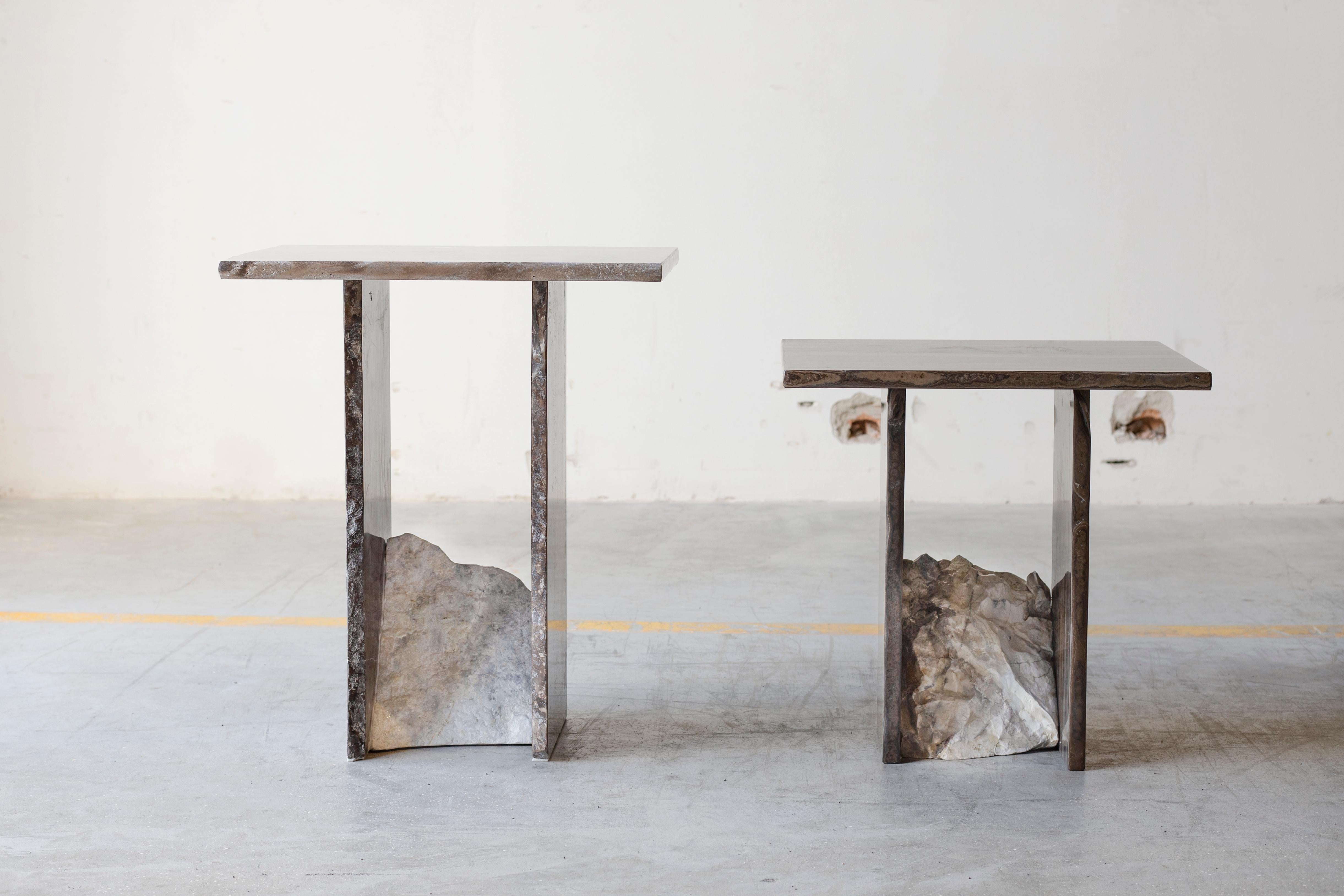 Marble SST013-2 Side Table by Stone Stackers