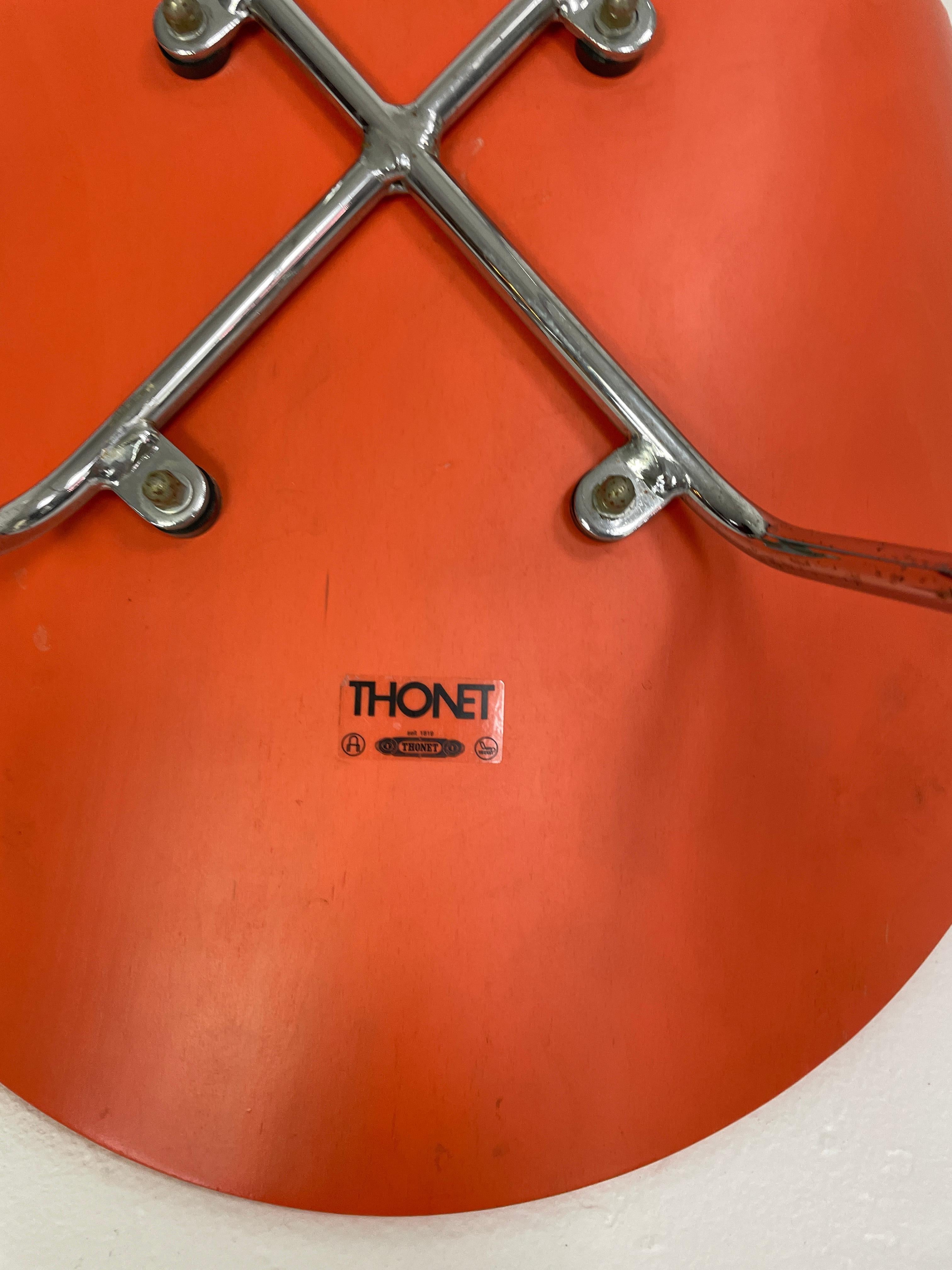 ST 664 Muschelstühle, entworfen von Eddie Harlis, Orange im Angebot 2
