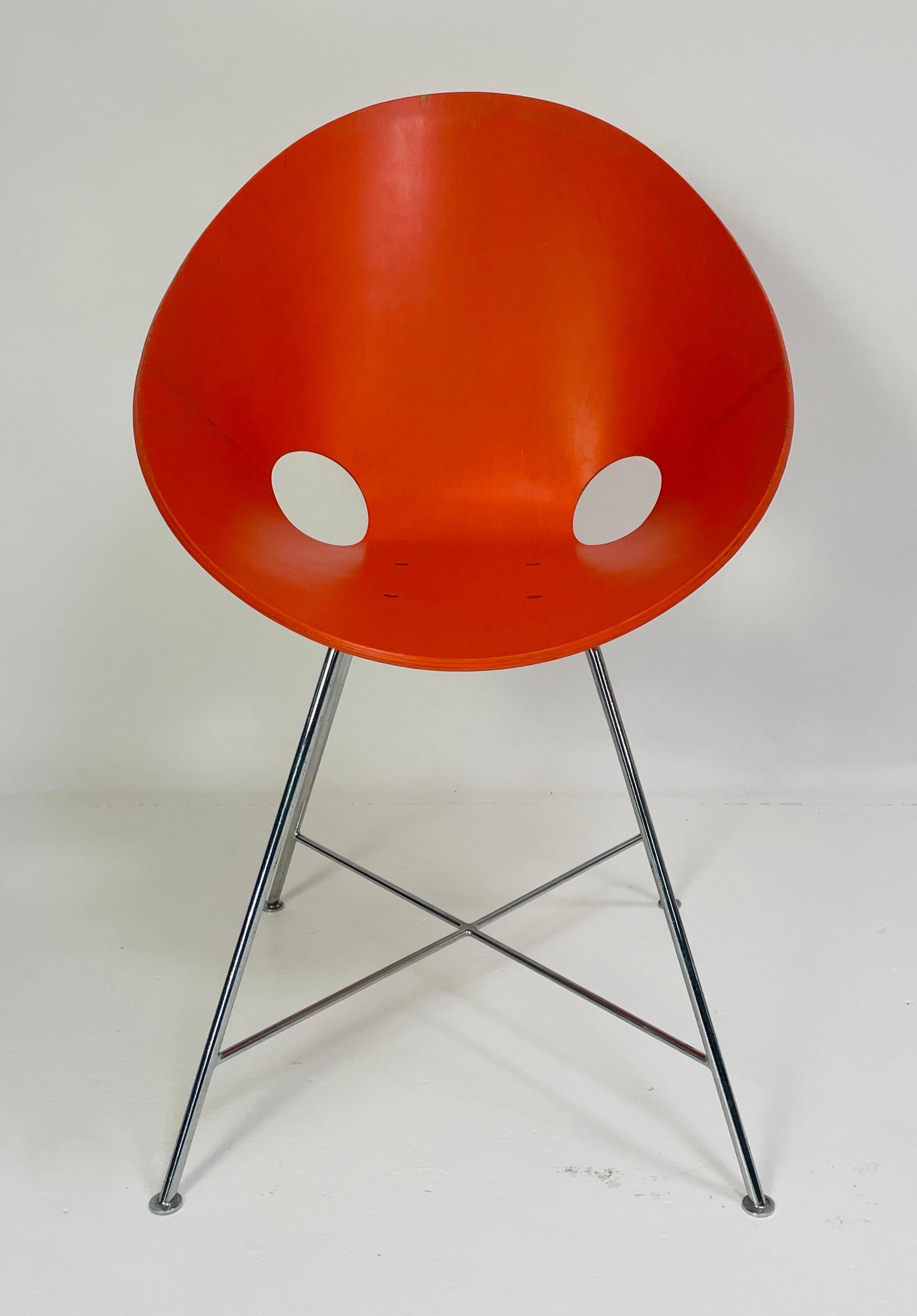 Mid-Century Modern ST 664 Shell Chairs, Designed by Eddie Harlis, Orange For Sale