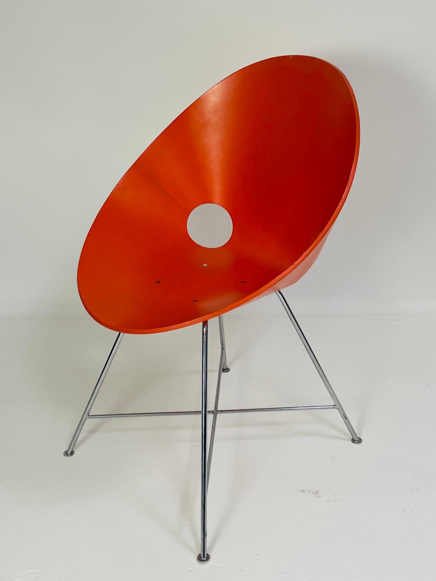 Steel ST 664 Shell Chairs, Designed by Eddie Harlis, Orange For Sale