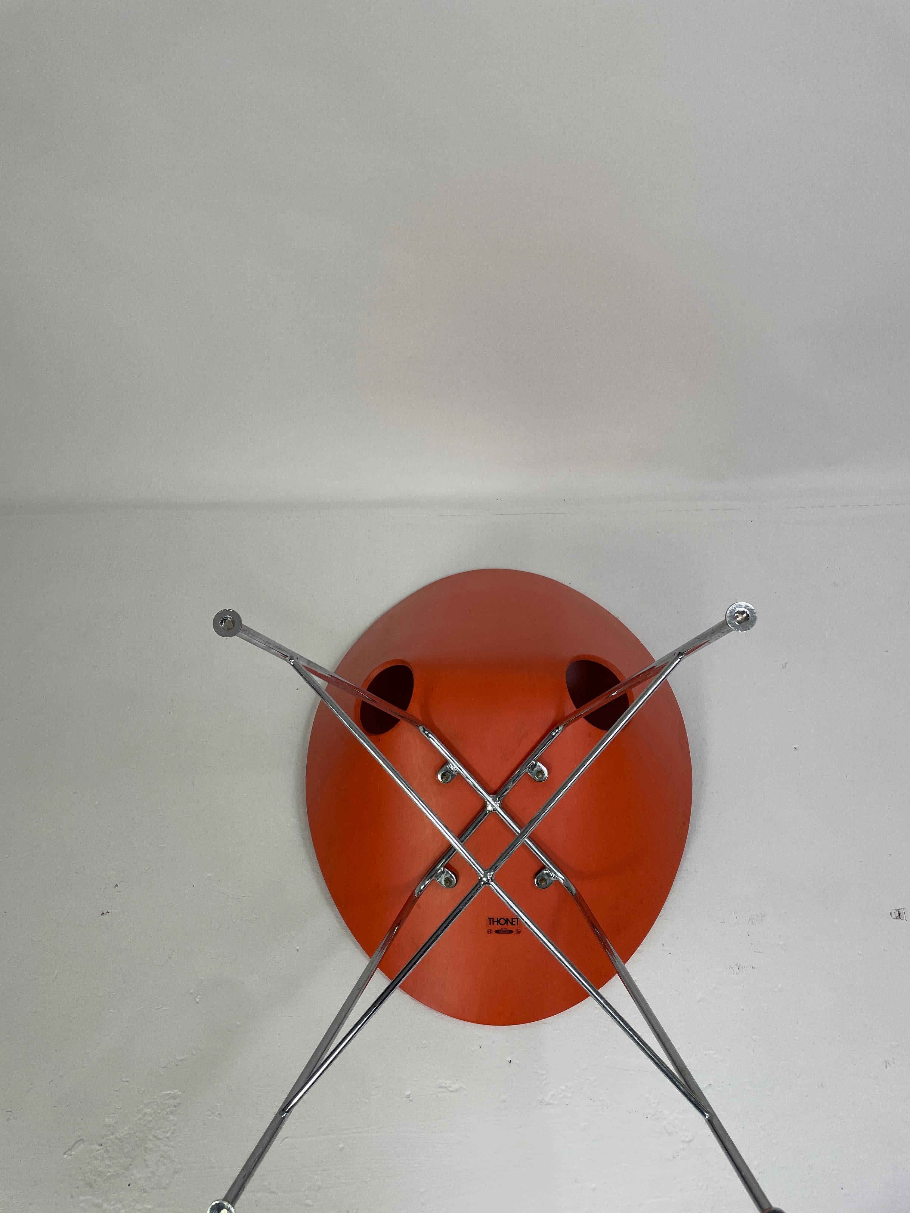 ST 664 Muschelstühle, entworfen von Eddie Harlis, Orange im Angebot 1
