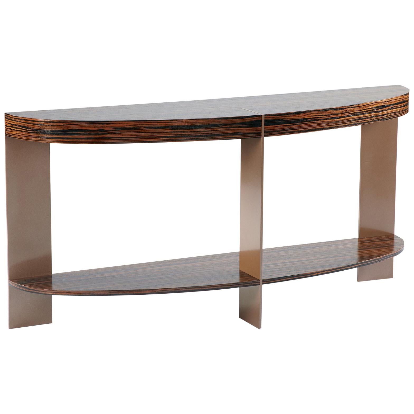 ST-91s Demilune Console with Shelf and Metal Legs by Antoine Proulx For Sale