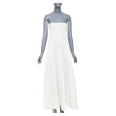 ST AGNI 2023 white strapless drop waist knit poplin maxi dress XL