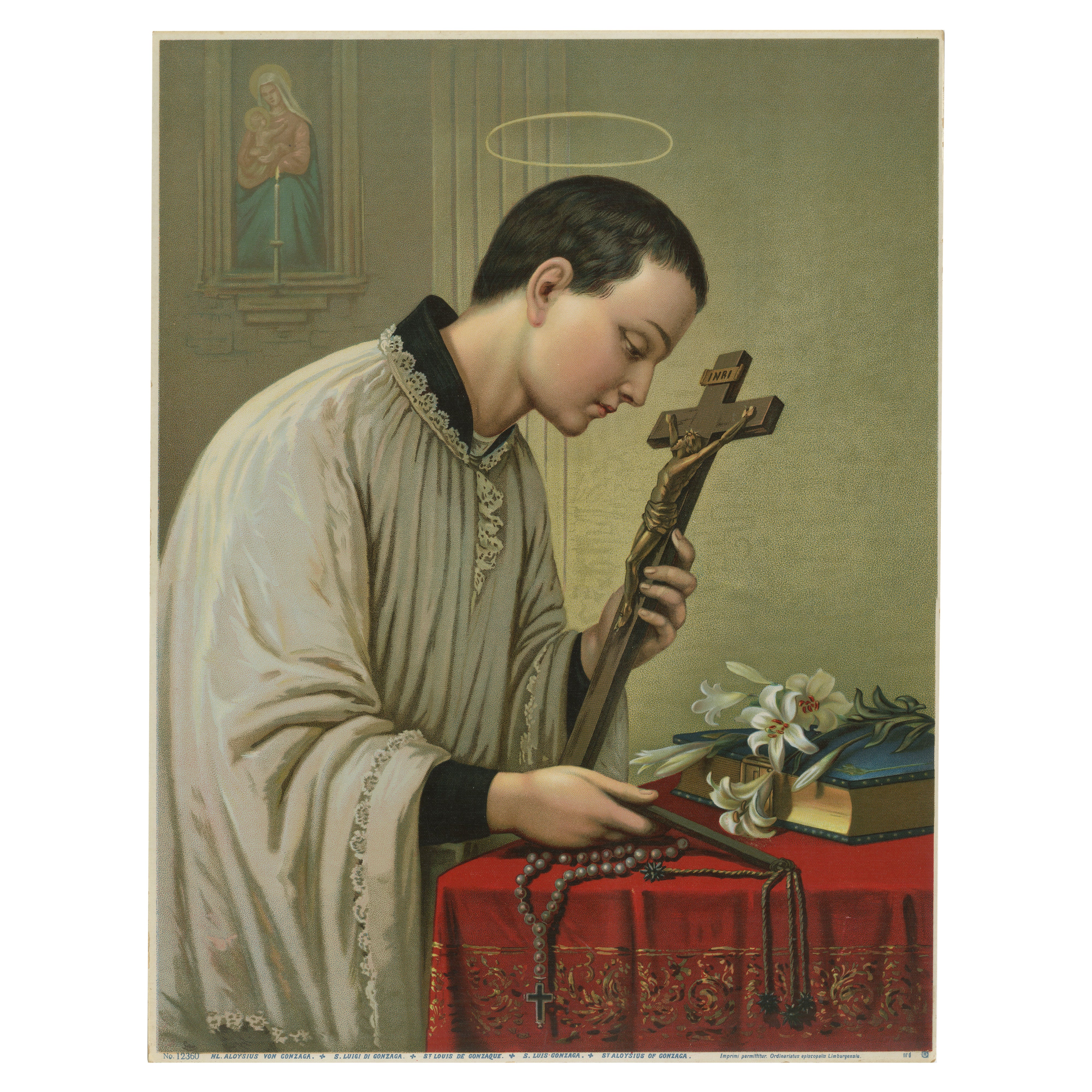 St. Aloysius Gonzaga, German Devotional Chromolithograph, ca.1900